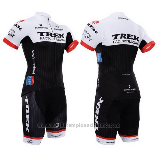 2015 Abbigliamento Ciclismo Trek Factory Racing Factory Racing Bianco e Nero Manica Corta e Salopette